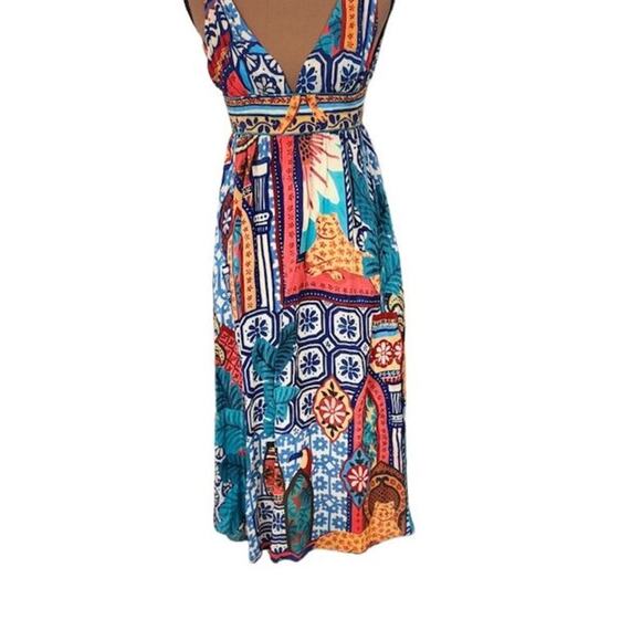 Farm Rio Sleeveless Forest Tiles V-Neck Midi Dress – Size XS - Picture 7 of 11